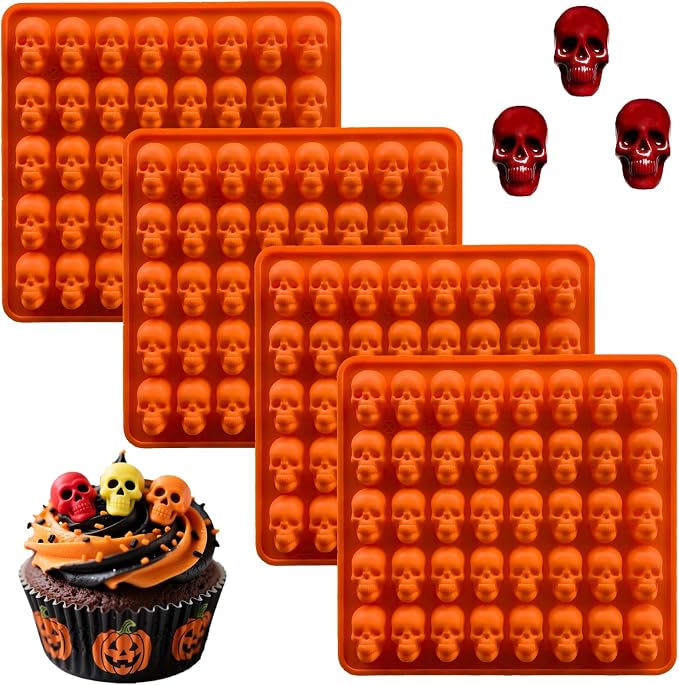 Mini Skull Silicone Mold - 160 Cavities 3D Skull Ice Cube Mold, Halloween Silicone Molds Bpa Free for Chocolate, Jelly, Wax Melt, Ice Cubes (Finished Size:1.1 In × 0.7 In) - skull ashtray