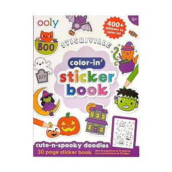 OOLY Stickiville Cute Halloween Coloring Sticker Book for Kids, 30 Pages - skull sticker