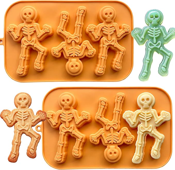 2 Pack Halloween Skeleton Silicone Chocolate Candy Molds for Ice DIY Resin - skull ashtray