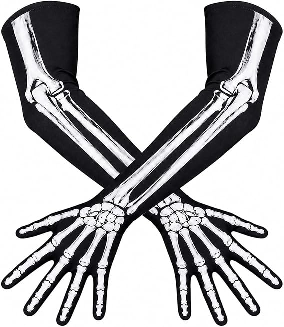 Halloween Skeleton Skull Gloves, Skeleton Costume for Grim Reaper Cosplay - sugar skull costume