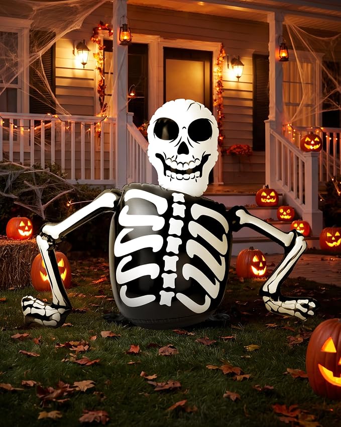 PVC Halloween Inflatable Skull Decoration Ornament for Indoor Outdoor Use - skull inflatable