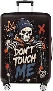 Skull Luggage Cover, Don't Touch Me Suitcase Protector - skull suitcase
