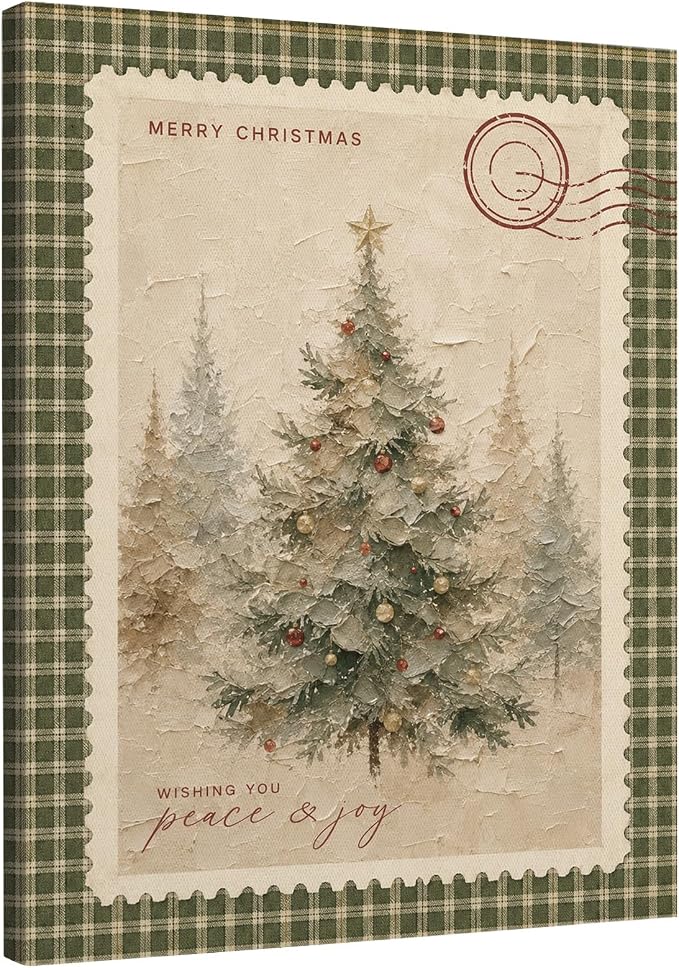 DIENADFX Christmas Tree Postage Stamp Canvas Wall Art Decor Pictures 11x14 - skull painting