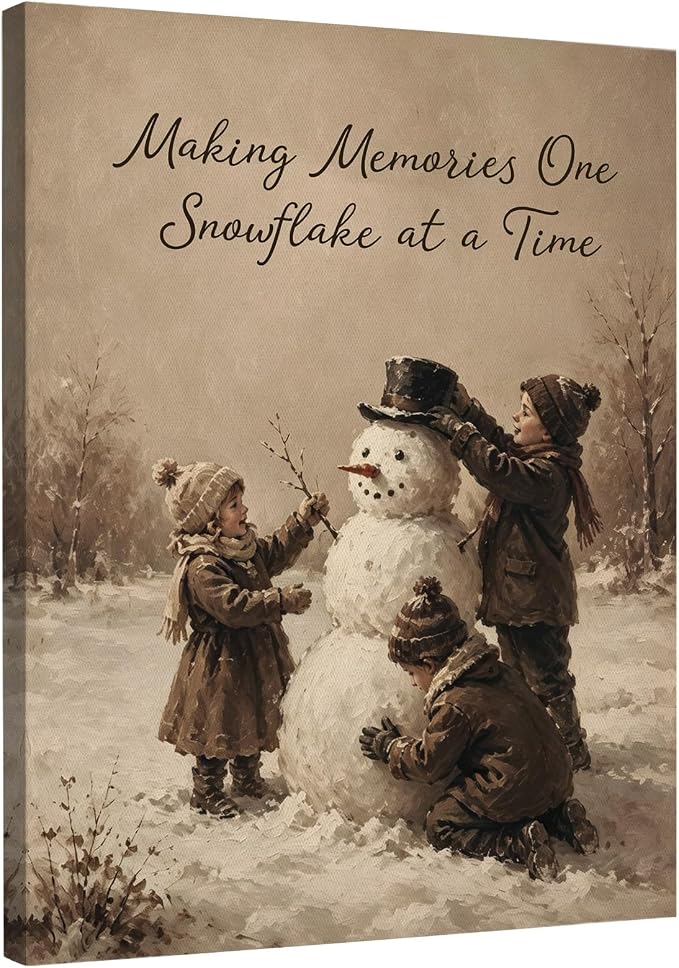 DIENADFX Vintage Christmas Snowman Canvas Wall Art Decor Pictures 11x14 - skull wall art