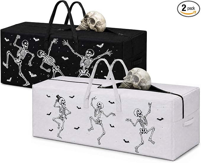2Pcs 12ft Skeleton Storage Bag - 65"x30"x30" Halloween Skeleton Organizer - skeleton