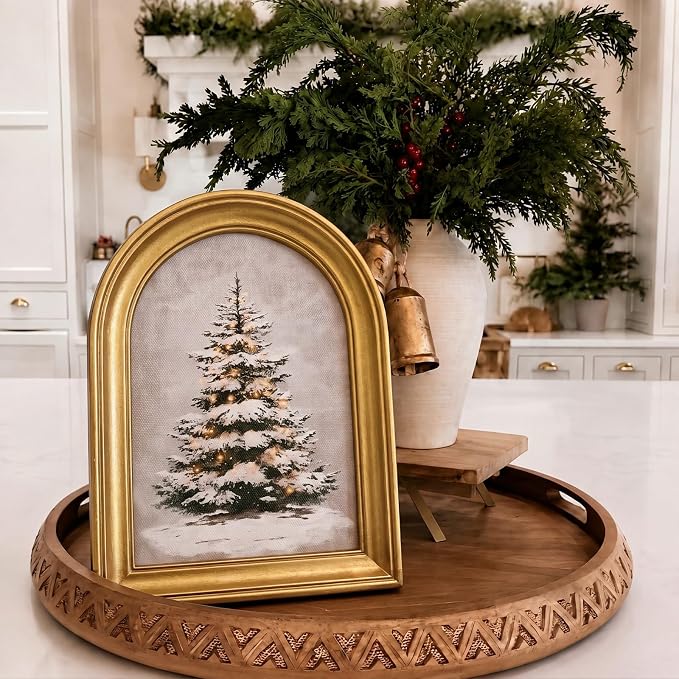 Vintage Christmas Tree Framed Art, 6.3 x 8.3 Inch Tabletop & Wall Display - skull wall art
