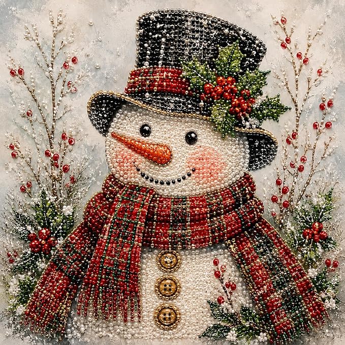 LJSCQF DIY Christmas Pearl Diamond Painting Art Kit with Frame, Home Wall Decor Art Craft Kit, Holiday Christmas Wall Decor, Handmade Home Decoration Gift (Snowman B, 12x12in) - skull painting
