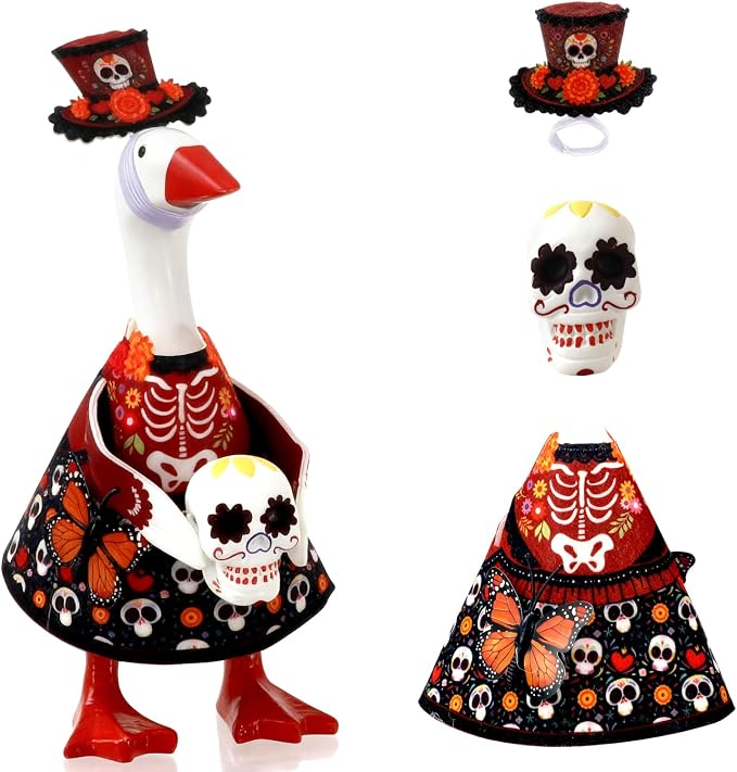 Dia de Los Muertos Desk Goose Outfits 7 Inch - skull figurine