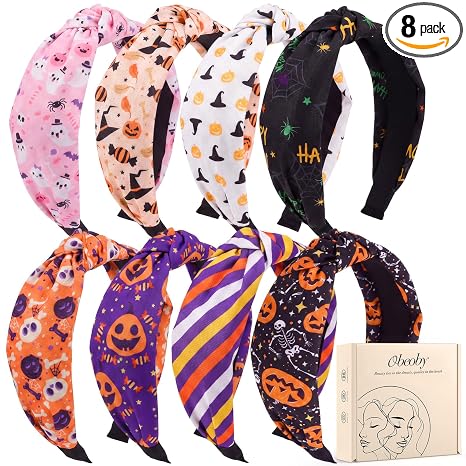 obeoby 8 Pack Halloween Headbands, Halloween Hair Accessories Gifts