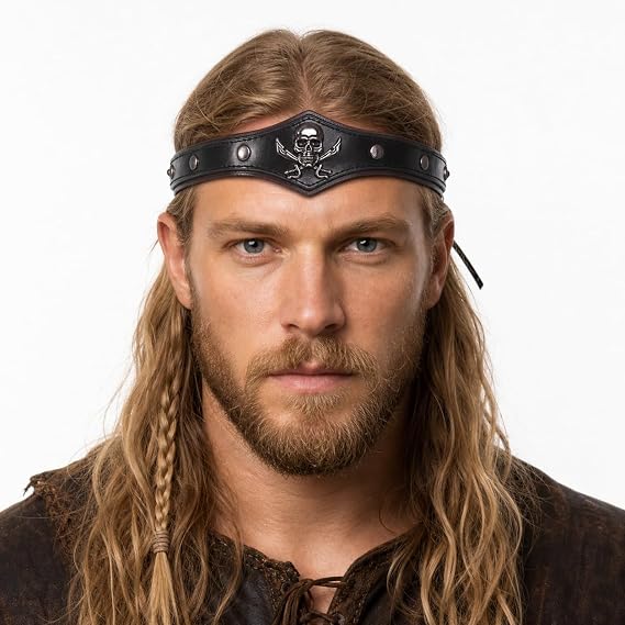 HOMELEX Medieval Faux Leather Headband Adjustable Viking Costume Headpiece