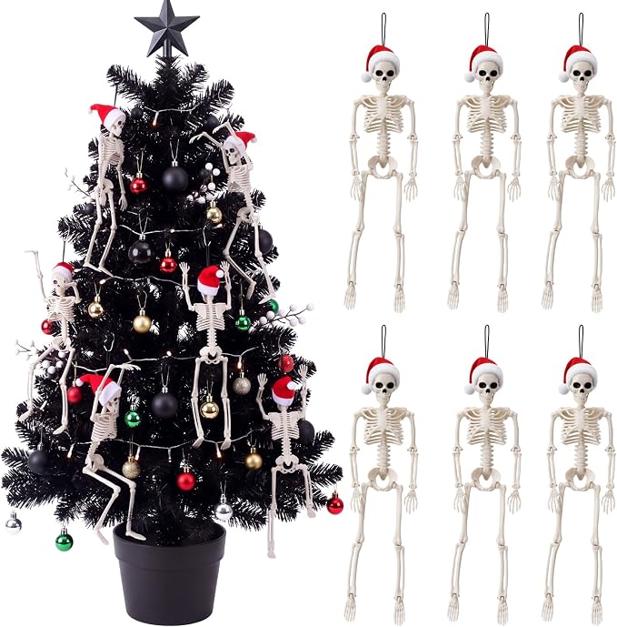 Thenshop 6 Pcs Large Halloween Christmas Skeleton Ornaments, Gothic Style - skeleton