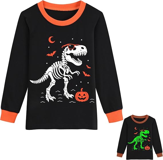 Toddler Halloween Shirt for Kids Skeleton Shirts Girls Boys 2-14T - skeleton