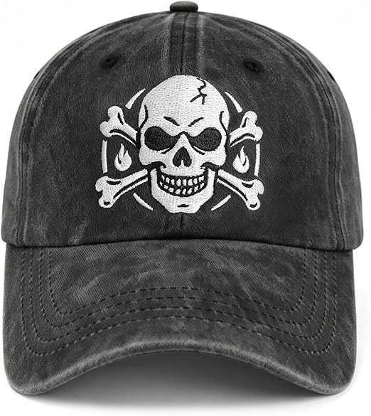 Skull and Crossbones Baseball Cap for Men Women, Skeleton Hand Finger Hat - skull hat