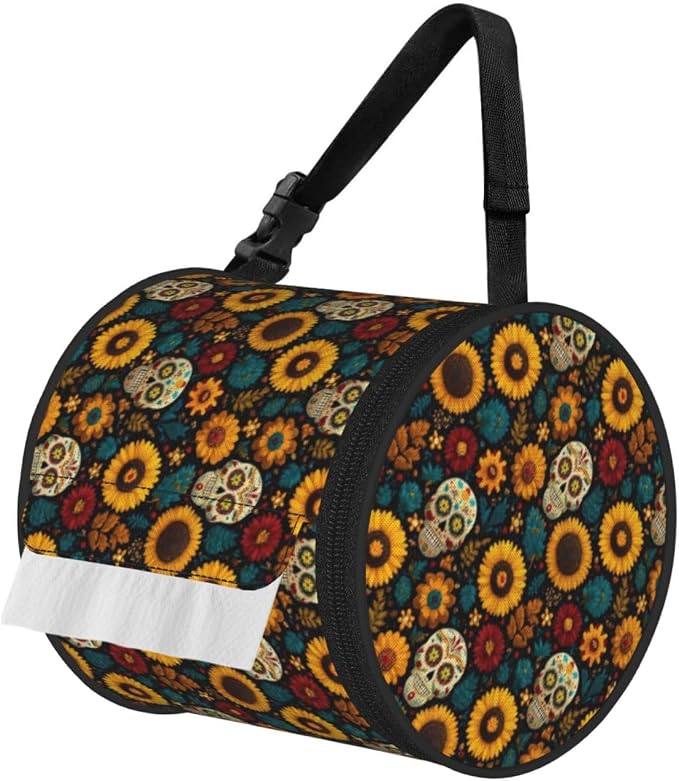 Hanging Toilet Paper Holder-Sugar Skull - skull toilet paper