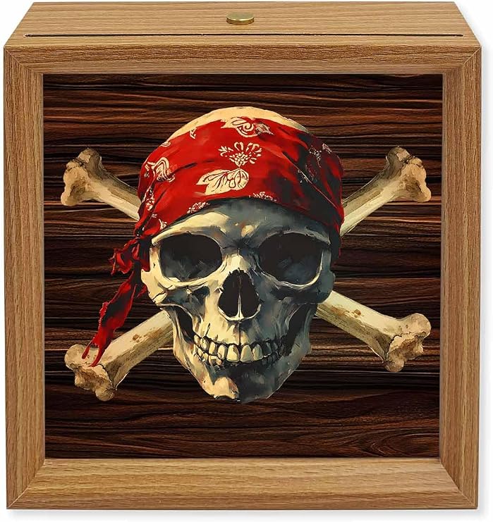 Halloween Wood Night Light Box Horror Skull Wooden LED Night Lights with USB Rechargeable Dimmable Touch Square Table Light Skeleton Wood Grain Wood Picture Frame Lamp for Bedside Desktop Display