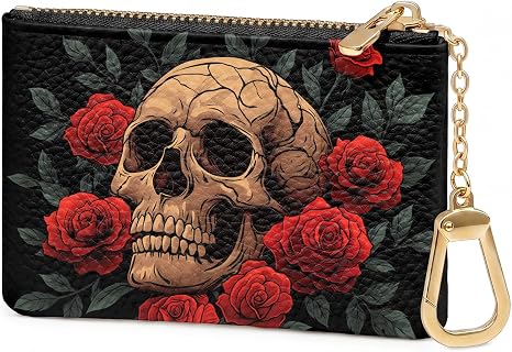 Gothic Skull Coin Purse Keychain Small Change Pouch for Women - skull wallet