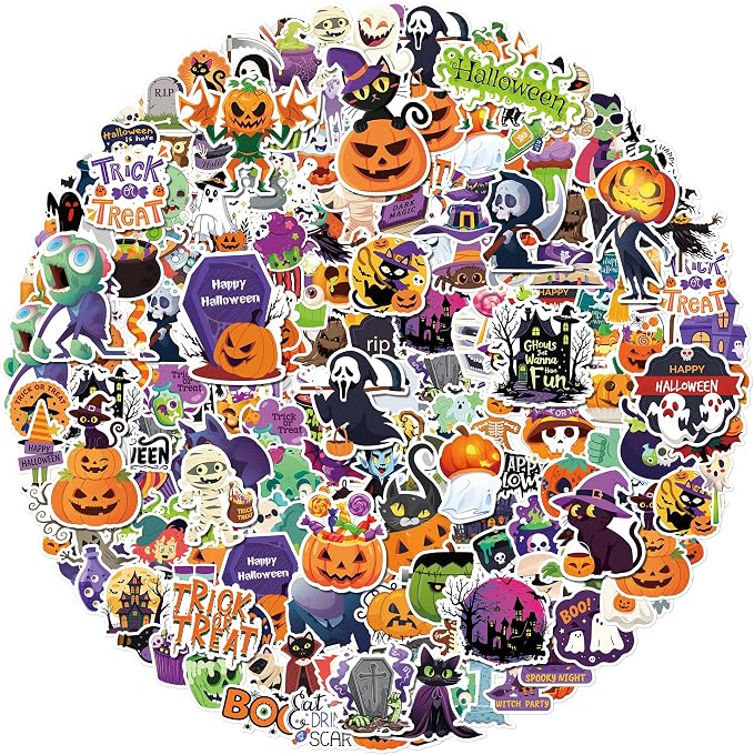 150 PCS Halloween Stickers for Kids Vinyl Stickers Bulk for Boys Girls - skull sticker