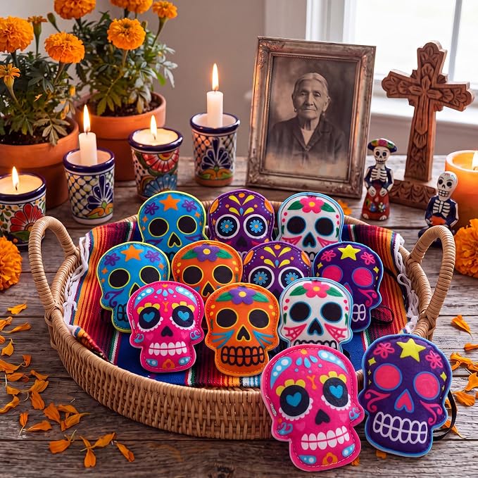 Thenshop 12 Pcs 12 Pcs Day of The Dead Ornaments Dia De Los Muertos Decor - skull inflatable