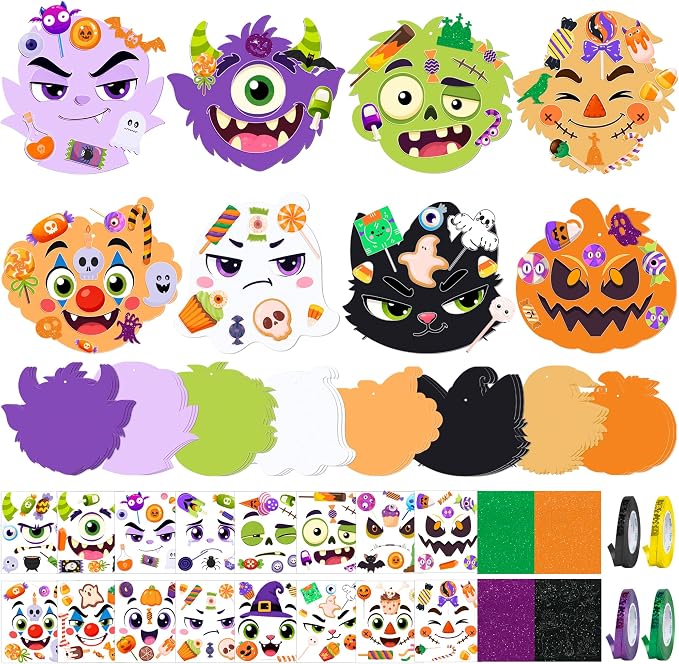 72pcs Halloween Crafts DIY Stickers for Halloween Party Favors Decorations - skull sticker