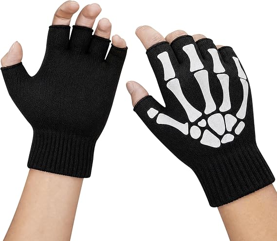 Goth Skeleton Gloves Skull Ghost Bone Wybie Gloves - sugar skull costume