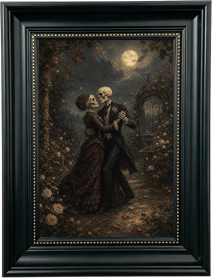 Skeleton Couple Dance Wall Art (Dancing Skeletons, 12x16in, Framed)