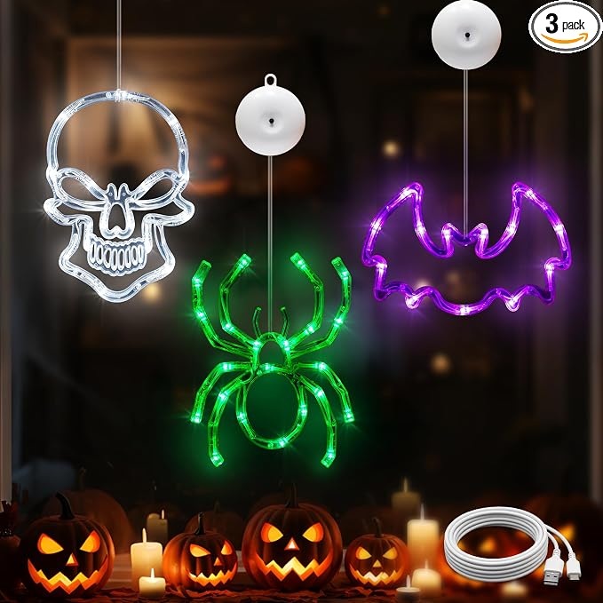 suddus Halloween Window Lights,2026 Upgrade Halloween Decorations,3 Pack - string light
