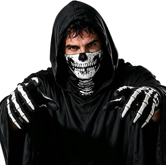 Halloween Skeleton Costumes Accessories Skeleton Mask and Gloves Set Adults - sugar skull costume