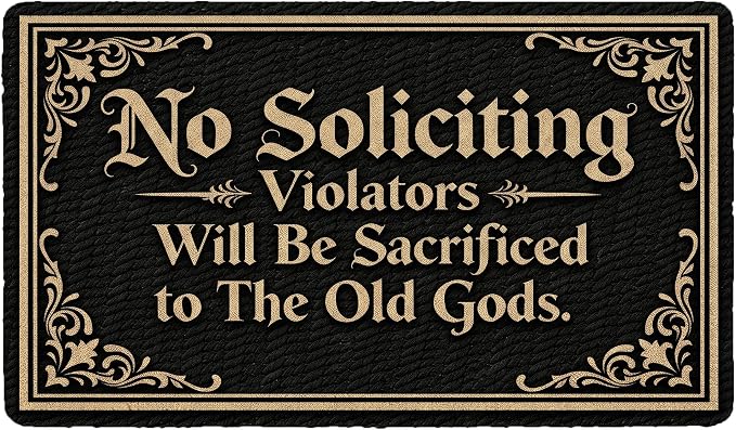 No Soliciting Old Gods Door Mat Funny Welcome Outdoor Mats for Front Go Away Doormat 30x17 Inch - skull door mat