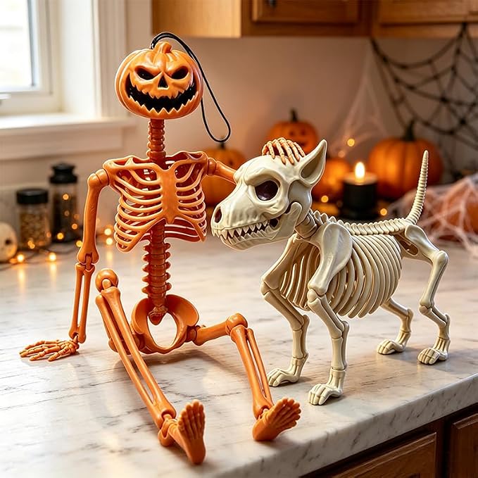 16'' Halloween Skeleton Decoration with Dog Skeleton Yard Decor - skeleton