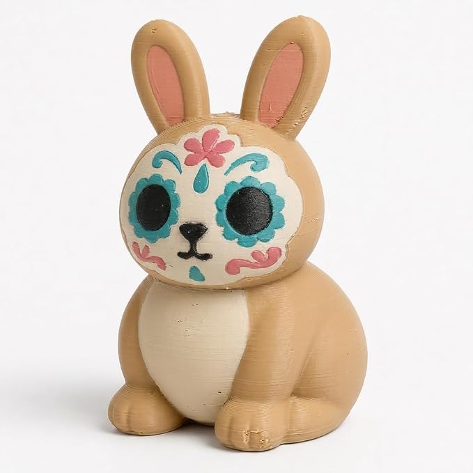 Sugar Skull Bunny Collectible Figurine - Unique Desk Decor for Adults – 3D Printed in Canada - skull figurine