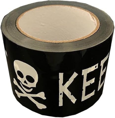 Keep Out Skull Crossbones Tape, Black Warning Barrier Tape 3" x 200' - skull sticker
