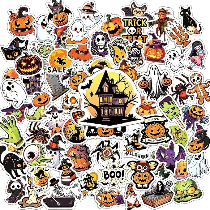 100PCS Halloween Stickers,Halloween Party Favors,Vinyl Waterproof Stickers - skull sticker