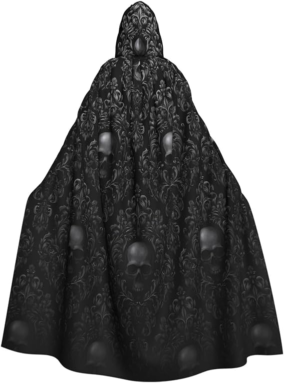 Gothic Rose Skull Hooded Cloak for Women Men, Adult Halloween Cosplay Costume Themed Party Cape - skull jacket
