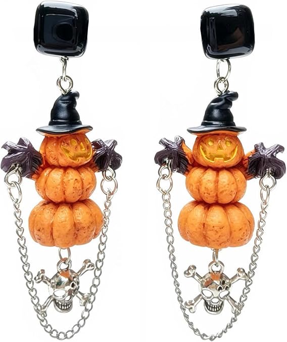 Halloween Pumpkin Witch Dangle Earrings for Women