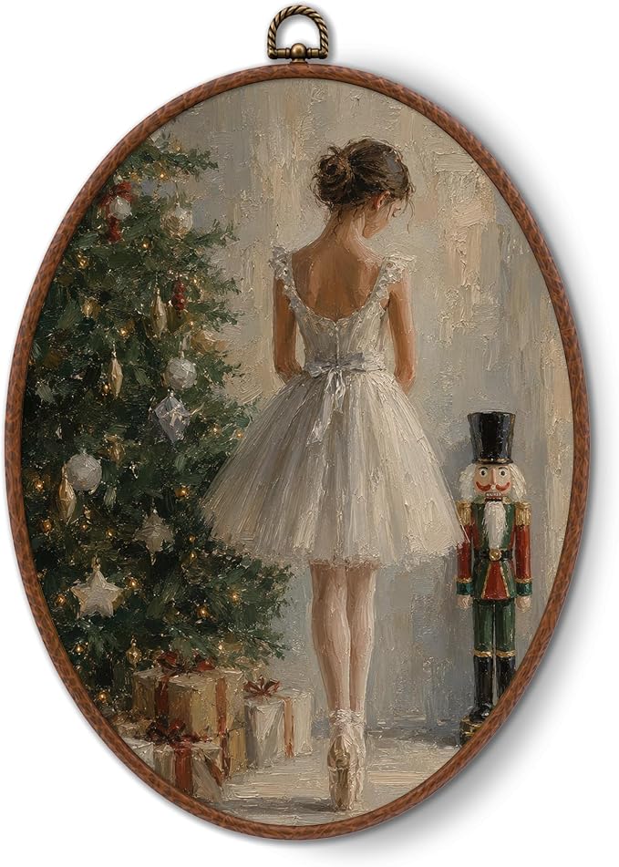 NQDWX Vintage Ballerina Nutcracker Oval Wall Art Decor - skull wall art