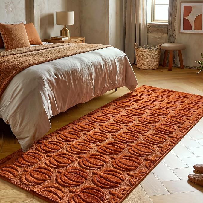 Fall Pumpkin Runner Rugs for Hallway 2x6 Non-Slip Rug, Rust - skull carpet