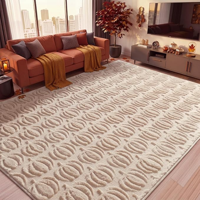 Fall Pumpkin Area Rug 4×6 Non-Slip Rugs for Living Room, Beige