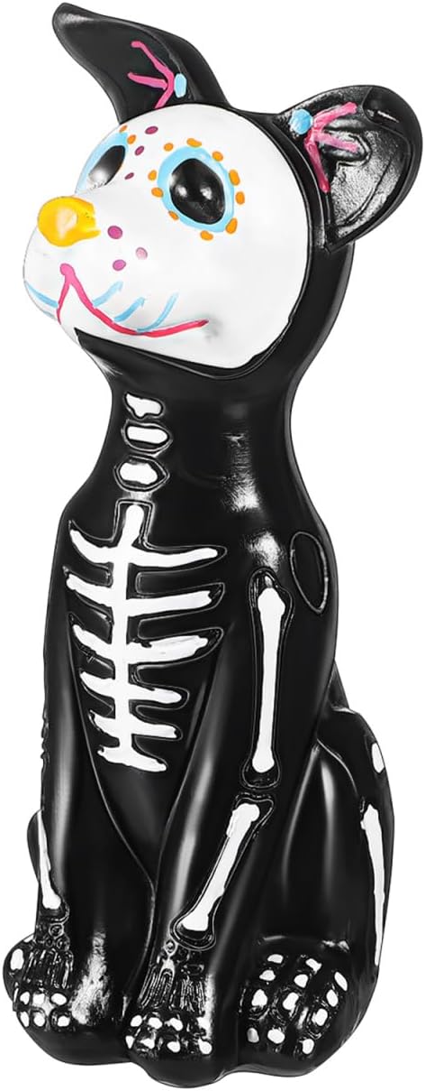Toddmomy Day of The Dead Dog Figurine Sugar Skull Halloween Table Decor - sugar skull ornament