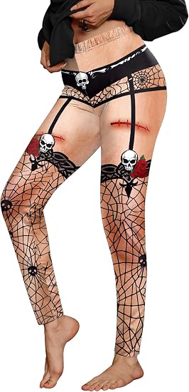 For G and PL Women Halloween Graphic Print Leggings High Waist Funny Pants - skull leggings