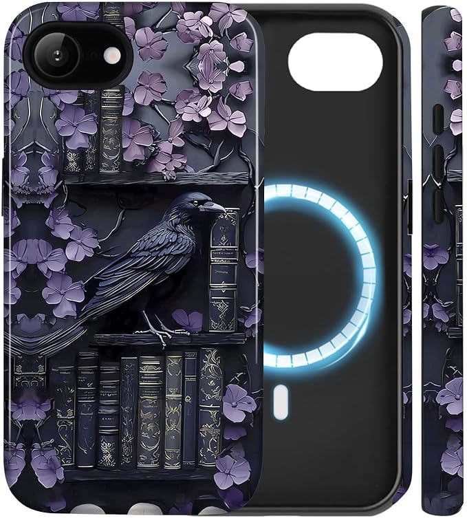 for iPhone 16E/17E Case for MagSafe Halloween Raven Case - Skull phone case
