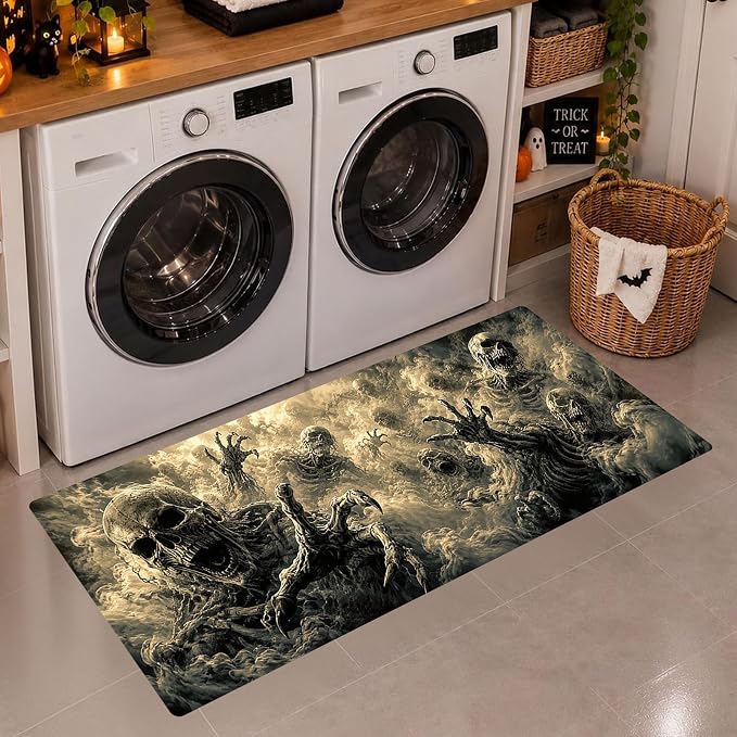 Nuxovilar Laundry Room Rug Runner, 19.68×47.24in - skull floor mat