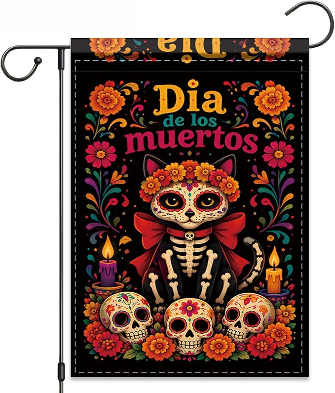 Nuxovilar Day of Dead Halloween Garden Flag 12X18 IN Double Sided - skull inflatable