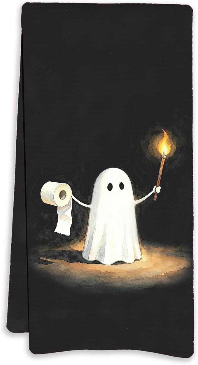 Halloween Ghost Bathroom Hand Towels 16x24in - skull toilet paper