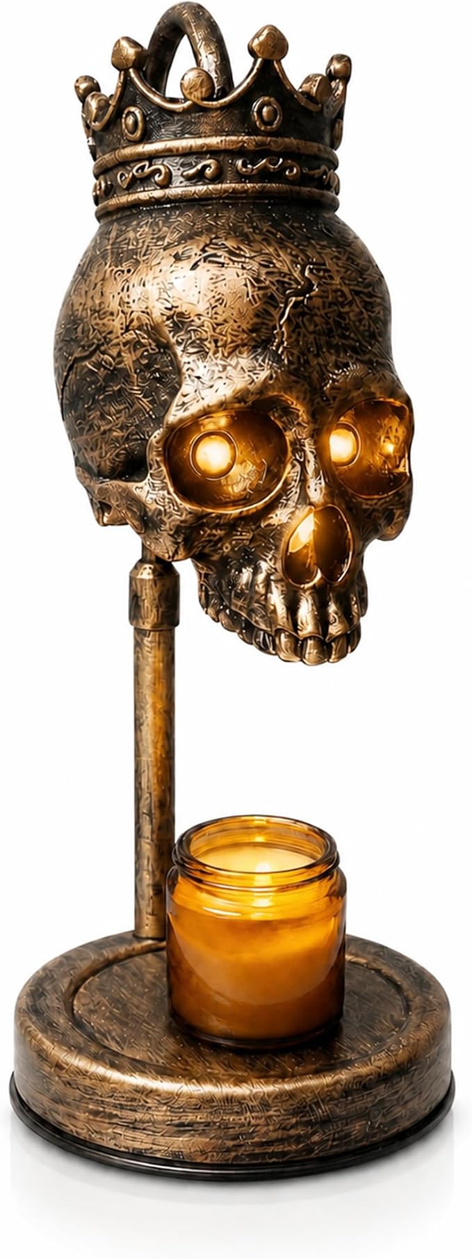 Skull Candle Warmer Lamp with Timer and Dimmer, Gothic Decor,Antique Bronze - skull candle