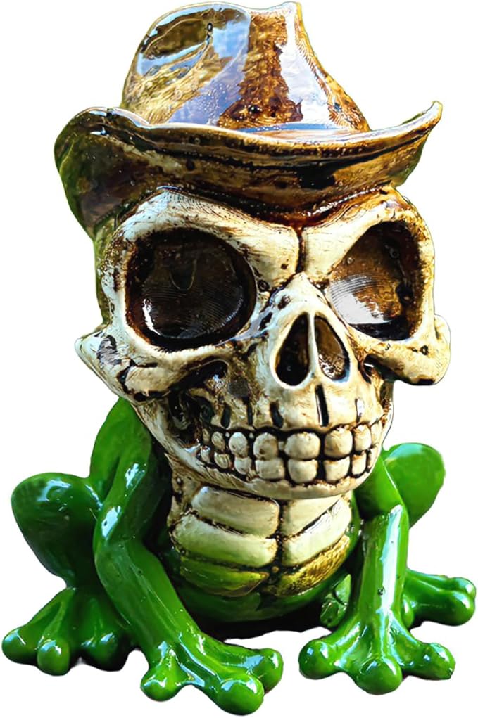 Frog Skeleton Figurine, Cowboy Skull Resin Froggy Halloween Desk Decor - skull figurine