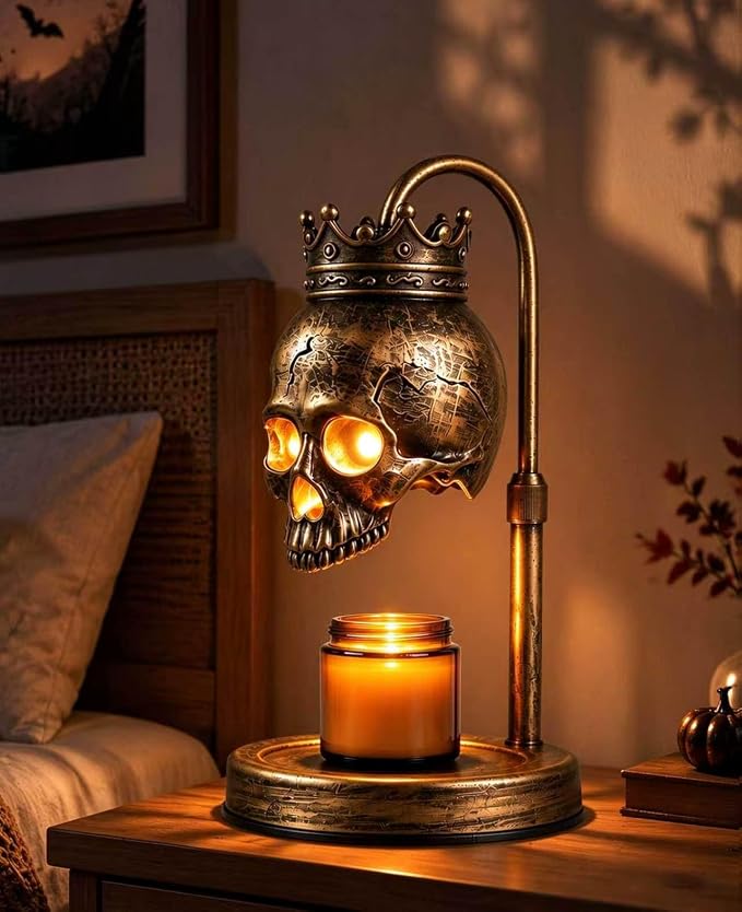 Skull Candle Warmer Lamp with Timer & Dimmer, Gifts for Gothic Lovers - skull lamp