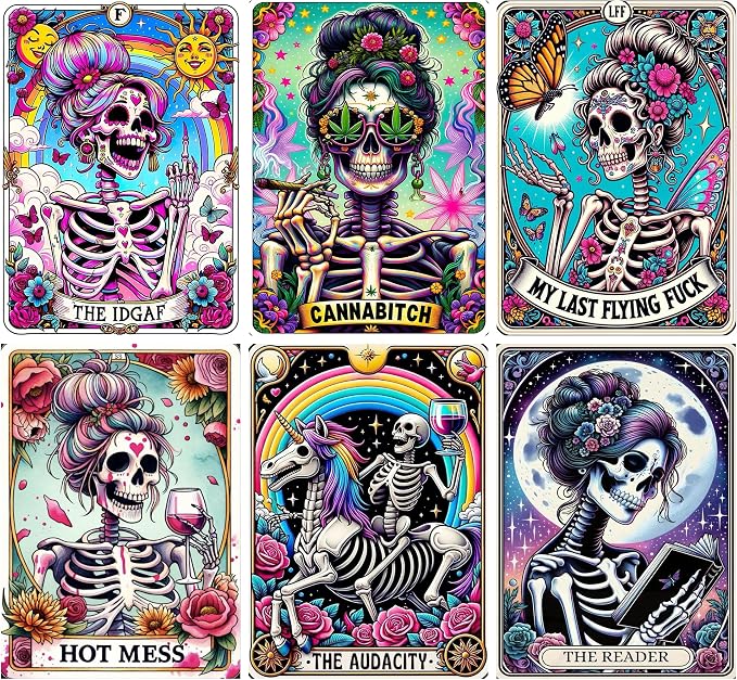 EOPLK 6 Pack Skull Diamond Painting Kits for Adults, 5D Diamond Art Kit for Beginners, DIY Full Drill Round Gem Painting by Numbers for Home Wall Decor Gift,12x16inch - skull wall art