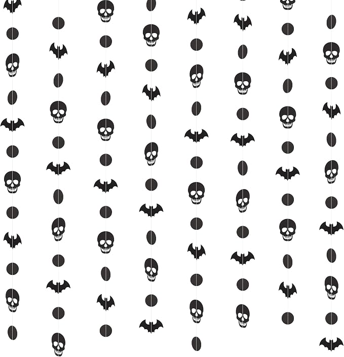4Pcs Halloween Bats Skull Garland Hanging Decor Banner Party Supplies - skull sticker