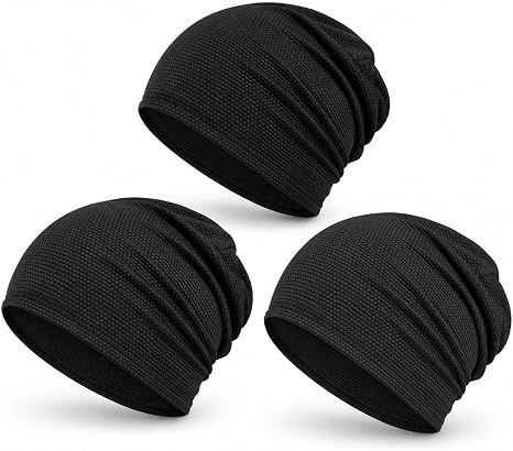 3-Pack Nylon Skull Caps, Breathable 3D Mesh Beanie Hats - skull hat