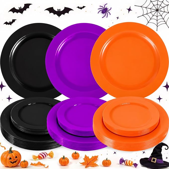 60PCS Halloween Plastic Plates Heavy Duty for Halloween - skull plate